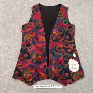 Parsley & Sage Open Vest Women Top L Multi-Color Sleeveless Reversible Pockets